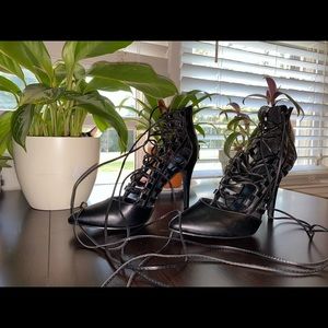 Black lace up heels